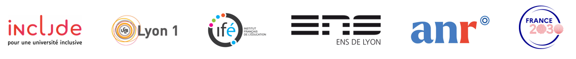 Les logos de Include, Lyon 1, IFé, ENS de Lyon, ANR et France 2030