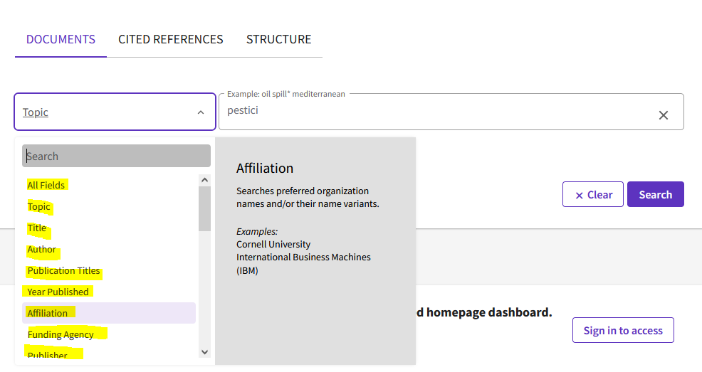 index web of science