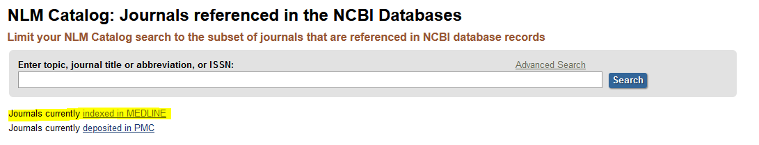 Journal currently indexed in medline